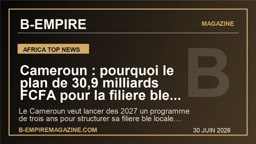 Cameroun : pourquoi le plan de 30,9 milliards FCFA pour la filiere ble peut devenir un test majeur de souverainete alimentaire