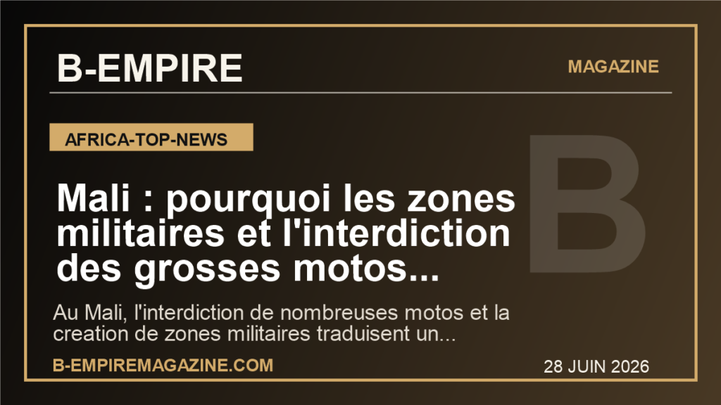 Mali : pourquoi les zones militaires et l'interdiction des grosses motos montrent que la junte entre dans une phase de securite totale