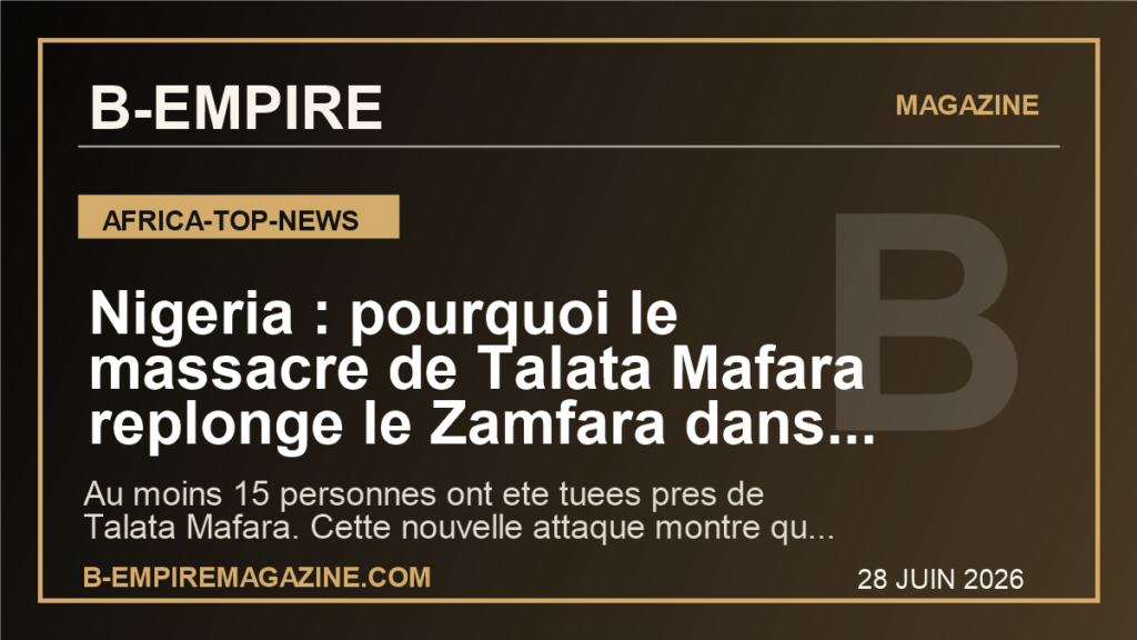 Nigeria : pourquoi le massacre de Talata Mafara replonge le Zamfara dans une urgence securitaire et agricole