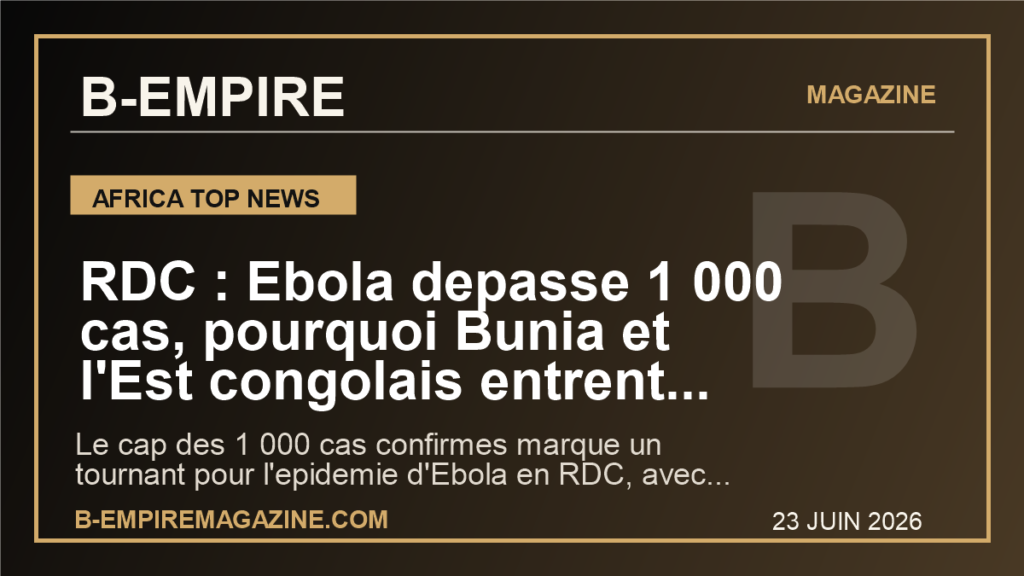 RDC : Ebola depasse 1 000 cas, pourquoi Bunia et l'Est congolais entrent dans une phase critique