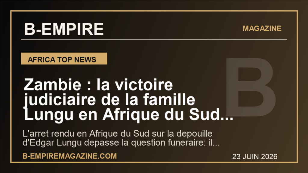 Zambie : la victoire judiciaire de la famille Lungu en Afrique du Sud rebat deja les cartes avant la presidentielle