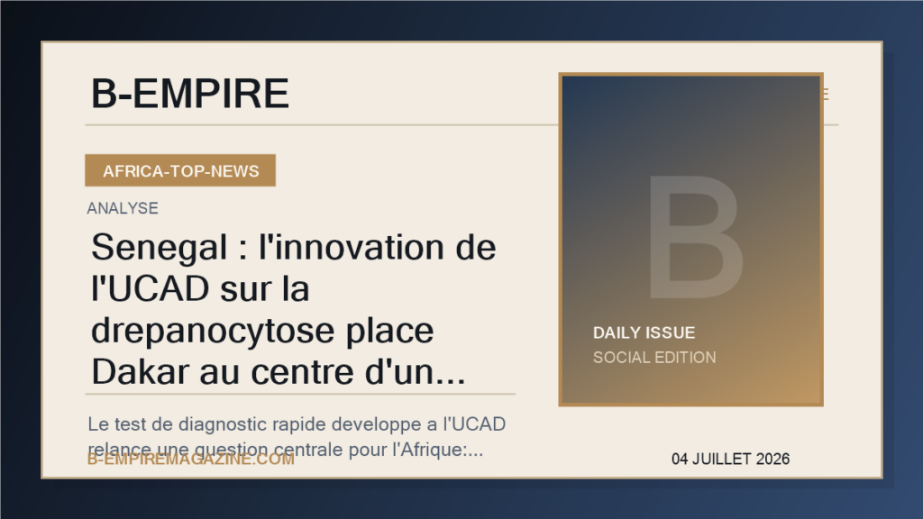 Senegal : l'innovation de l'UCAD sur la drepanocytose place Dakar au centre d'un enjeu de sante majeur pour l'Afrique