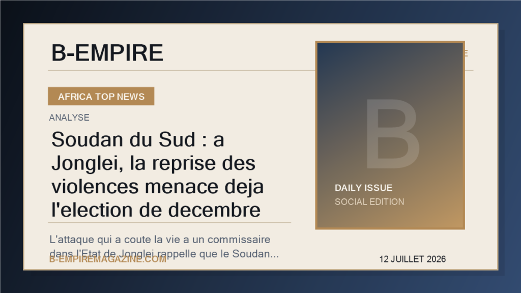 Soudan du Sud : a Jonglei, la reprise des violences menace deja l'election de decembre