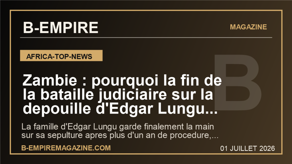 Zambie : pourquoi la fin de la bataille judiciaire sur la depouille d'Edgar Lungu ouvre une nouvelle guerre de memoire