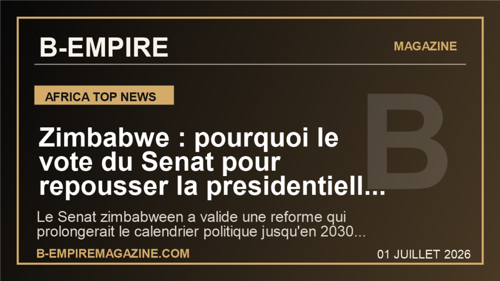 Zimbabwe : pourquoi le vote du Senat pour repousser la presidentielle a 2030 secoue deja l'Afrique australe