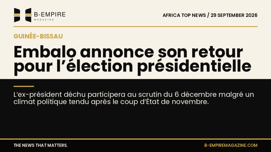 Guinea-Bissau’s ousted president Embalo to run in December elections after coup