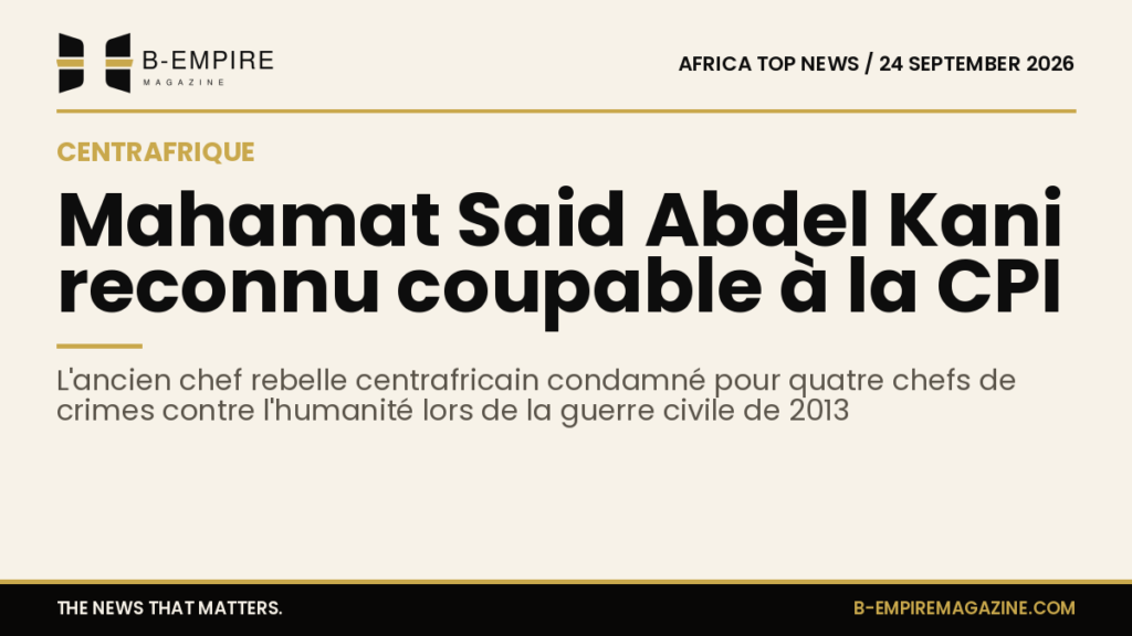 Portrait de Mahamat Said Abdel Kani, ancien chef rebelle centrafricain, avec un fond sombre
