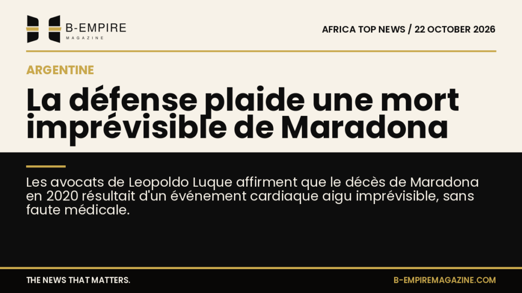 Visuel en split montrant une photo de Diego Maradona et une illustration sombre évoquant un tribunal