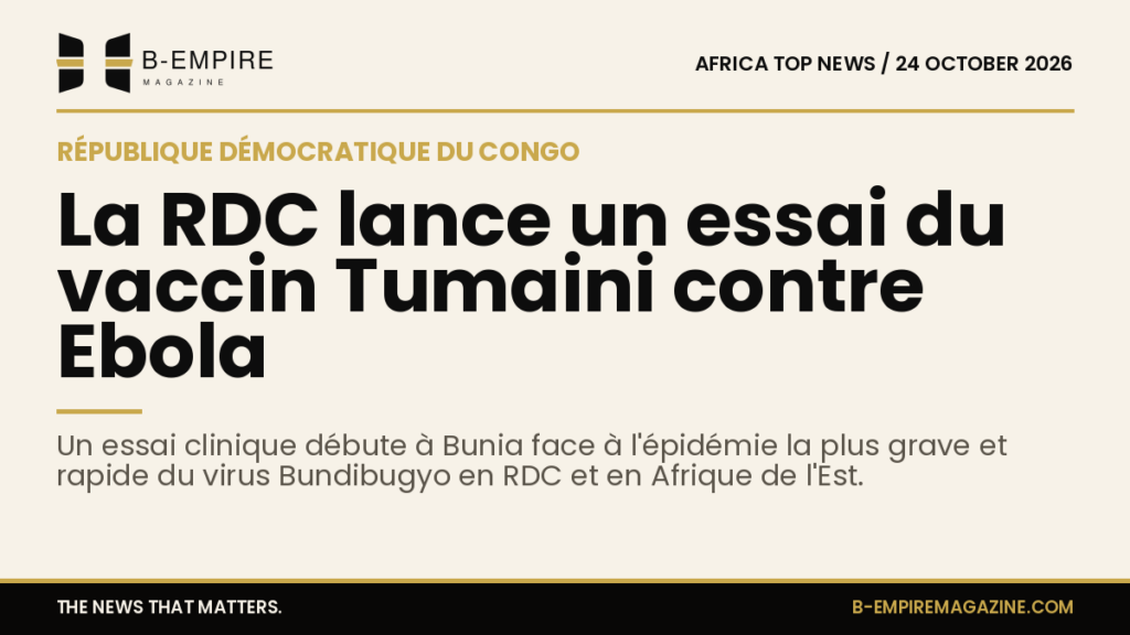 Image d’un centre de recherche médicale à Bunia, RDC, avec des scientifiques en train de préparer un vaccin contre Ebola.