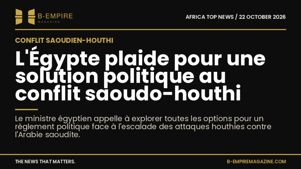 Photographie du ministre égyptien des Affaires étrangères lors d'une conférence de presse.