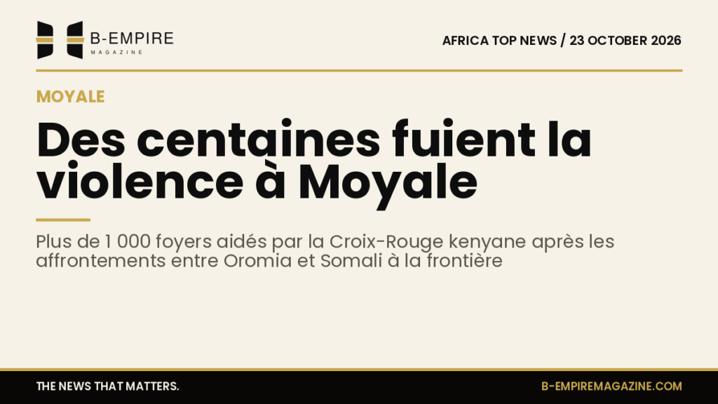 Carte stylisée montrant la ville de Moyale à la frontière Éthiopie-Kenya avec une icône de croix rouge symbolisant l'aide humanitaire.