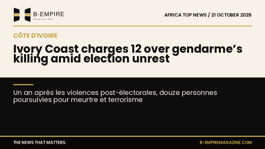 Ivory Coast charges 12 over gendarme’s killing amid election unrest