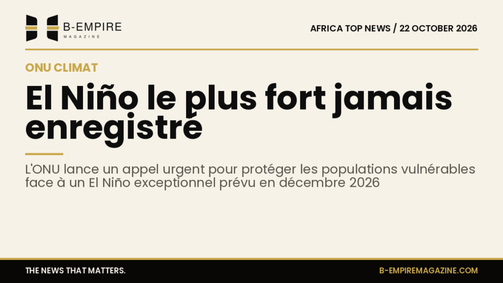 Graphique illustrant la progression exceptionnelle de la température de surface de la mer liée à l'El Niño avec un appel urgent de l'ONU